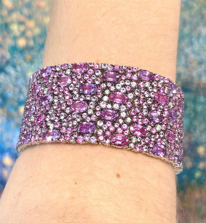 Robert Procop 58.26 CTW Pink and Purple Sapphire with Diamond 18K White Gold Bracelet