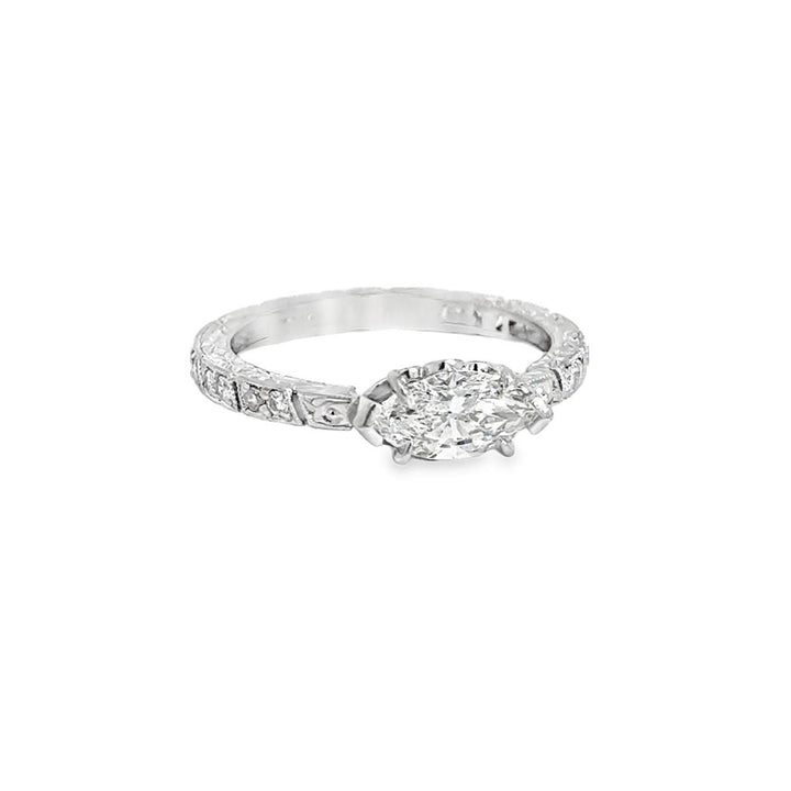 0.75 CT Marquise Diamond Ring in 14K White Gold – Size 7