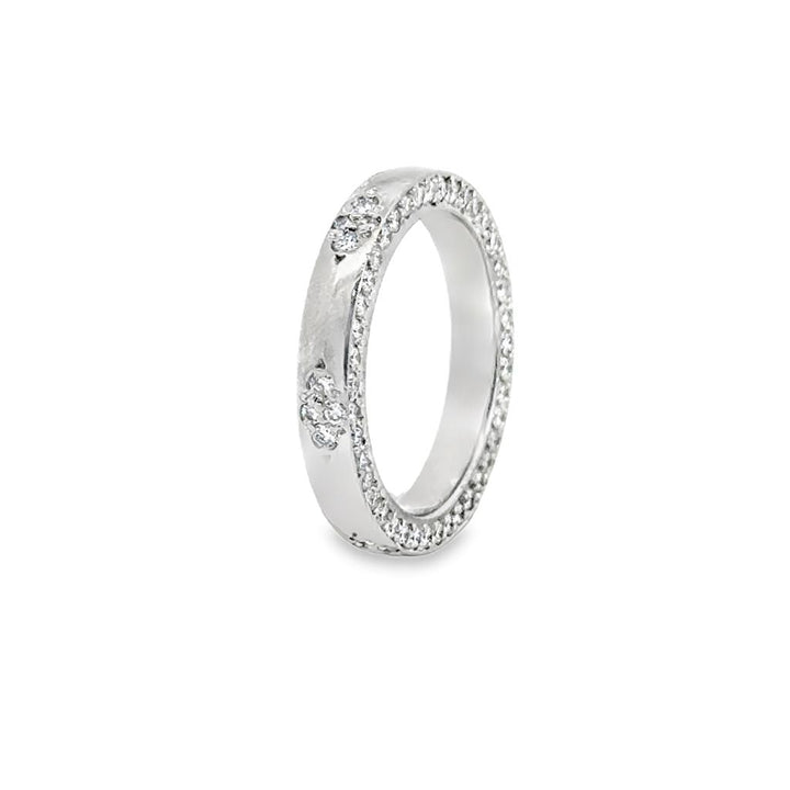 1.50 CTW Diamond Platinum Floral Motif Band Ring – 3.5mm