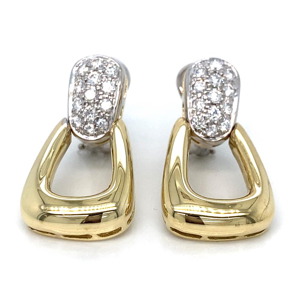 Sal Praschnik 0.98 CTW Round Diamond 18K Yellow Gold Earrings