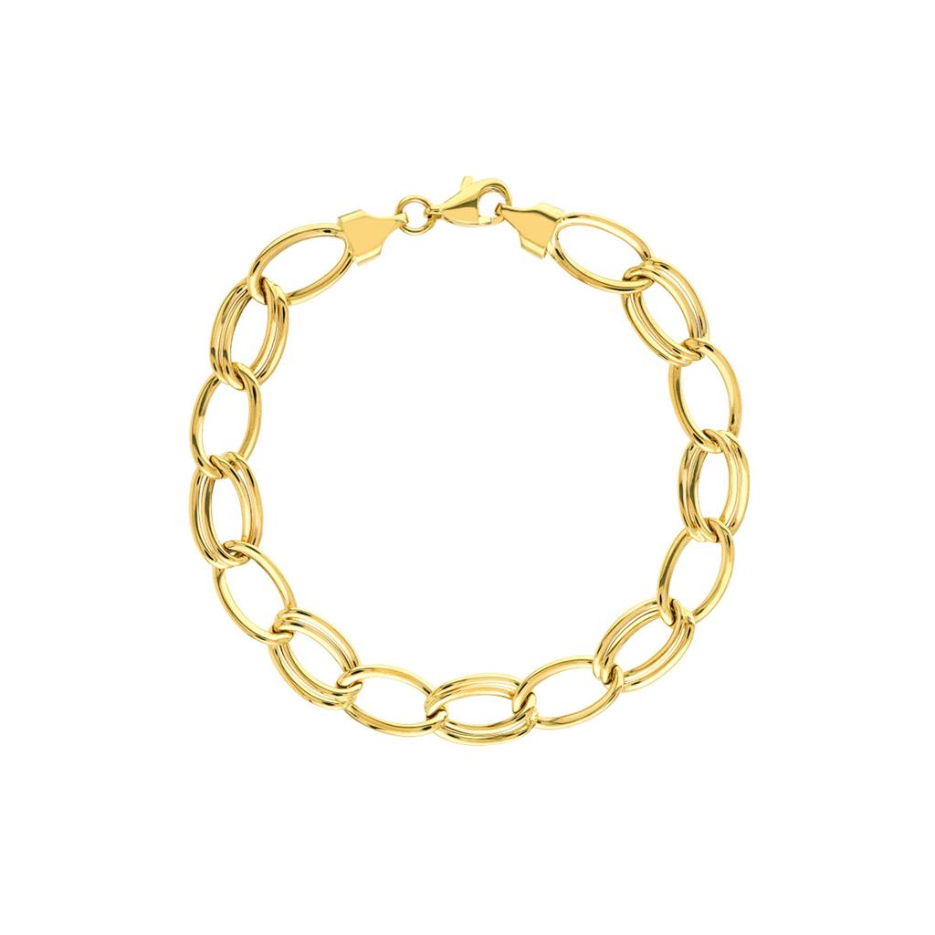 14K Yellow Gold Alternating Single and Double Link Bracelet