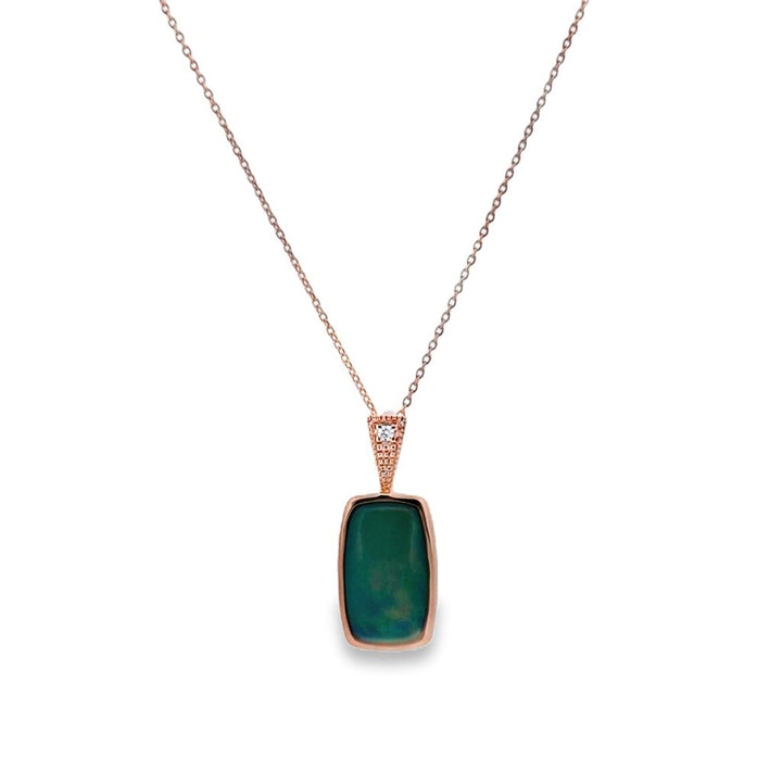 3.40 CT Ethiopian Opal & 0.03 CT Diamond 14K Rose Gold Pendant Necklace
