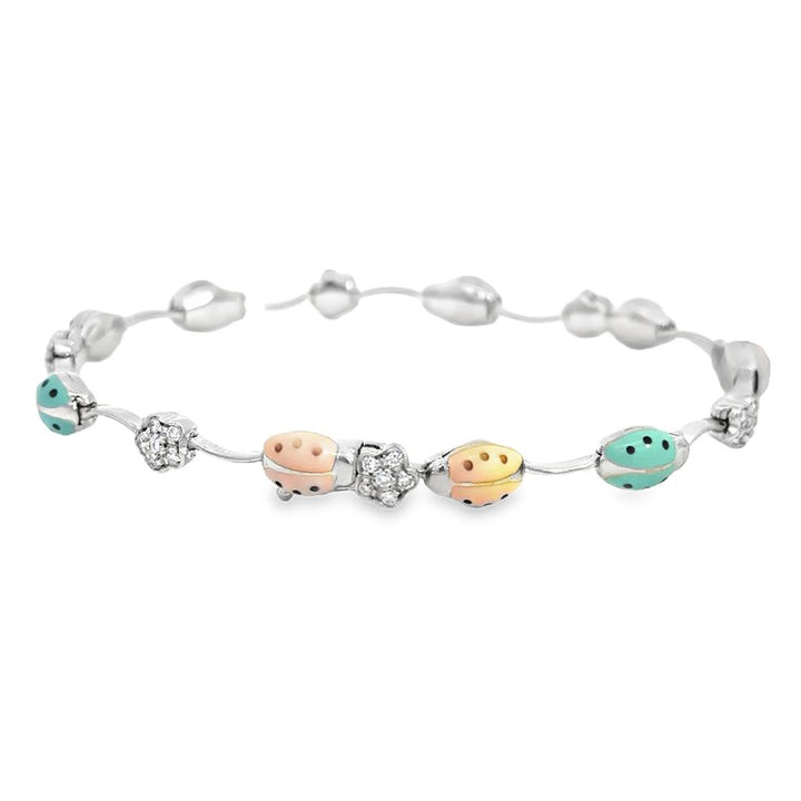 Aaron Basha 0.43 CTW Diamond Ladybug Bracelet with Enamel in 18K White Gold