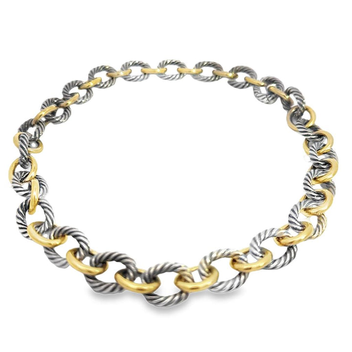 David Yurman 18K Yellow Gold & Sterling Silver 16.5" Large Link Cable Chain Necklace – 12.5mm Wide