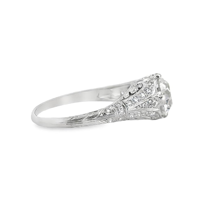 1.51 CT Art Deco Diamond Platinum Engagement Ring GIA