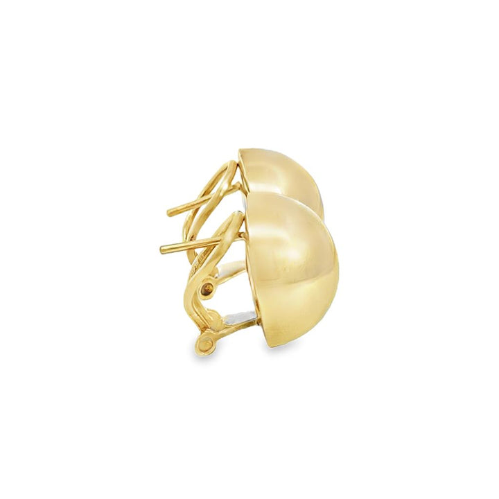 14K Yellow Gold 16mm Dome Earrings – Post with Leverback