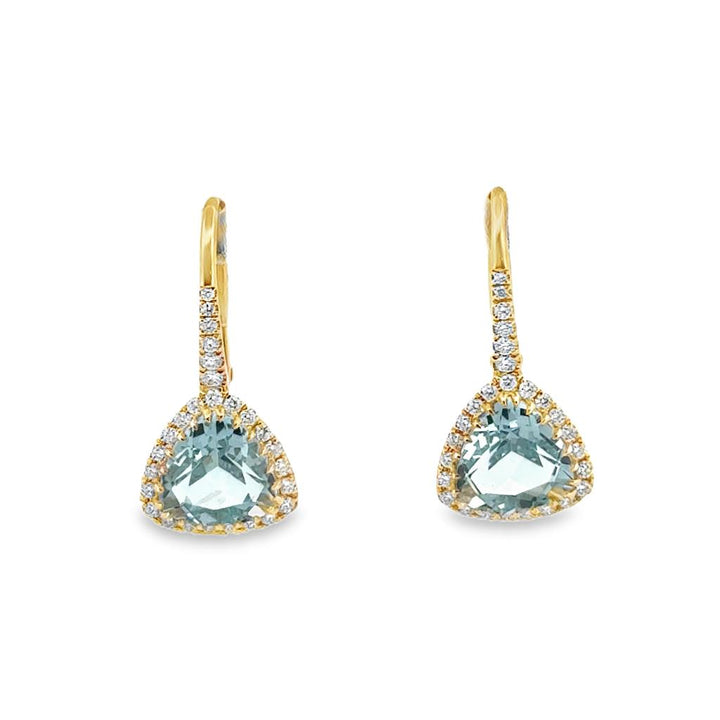Doves 3.23 CTW Blue Topaz & 0.27 CTW Diamond 18K Yellow Gold Drop Earrings