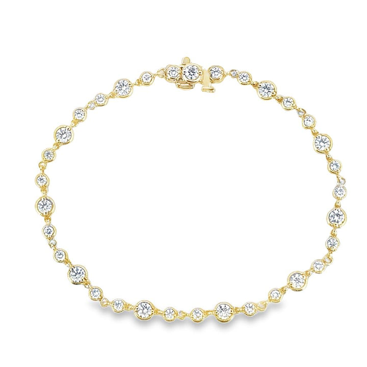 2.64 CTW Diamond Bezel-Set 14K Yellow Gold Bracelet