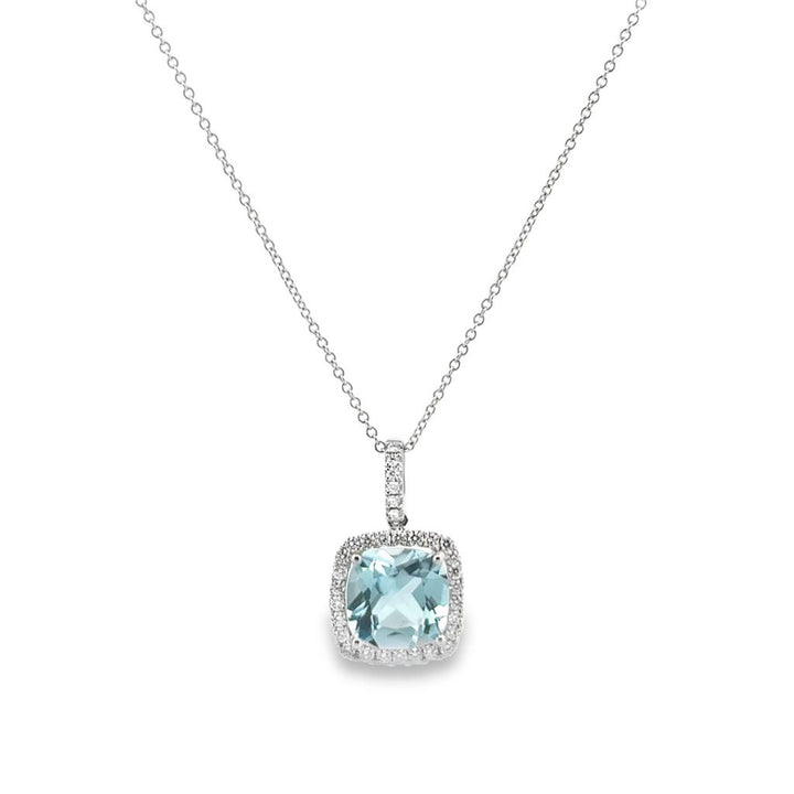 Doves 3.60 CT Sky Blue Topaz & 0.30 CTW Diamond 18K White Gold Pendant Necklace