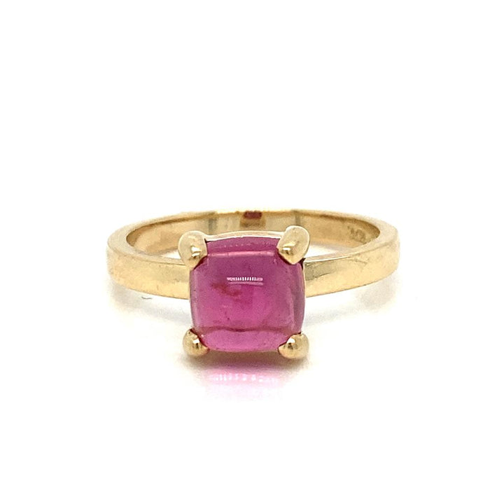 Tiffany & Co. 18K Yellow Gold Rubellite Cabochon Pink Tourmaline Sugar Stack Ring by Paloma Picasso