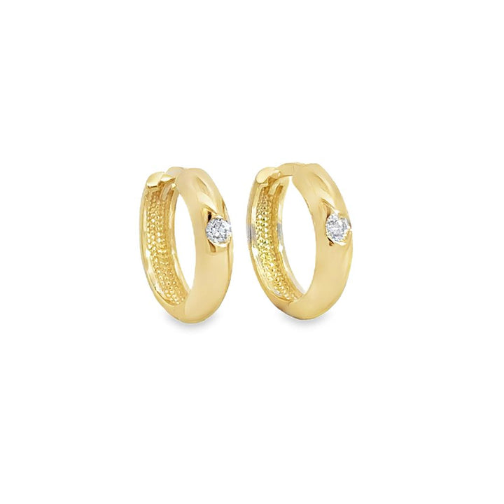 0.060 CTW Diamond Mini Hoop Earrings in 14K Yellow Gold – 13mm x 3mm