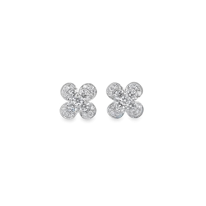 1.20 CTW Diamond 14K White Gold Floral Stud Earrings – 7.5mm