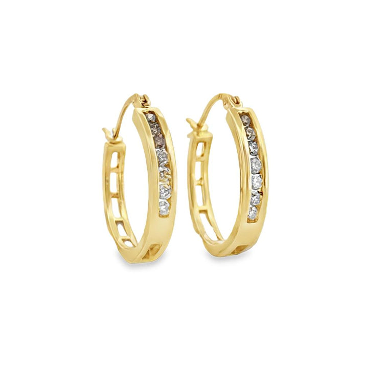 0.28 CTW Diamond 10K Yellow Gold Hoop Earrings