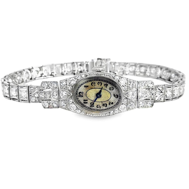 Vintage Platinum Diamond Ladies Watch – 1.50 CTW, Quartz Conversion