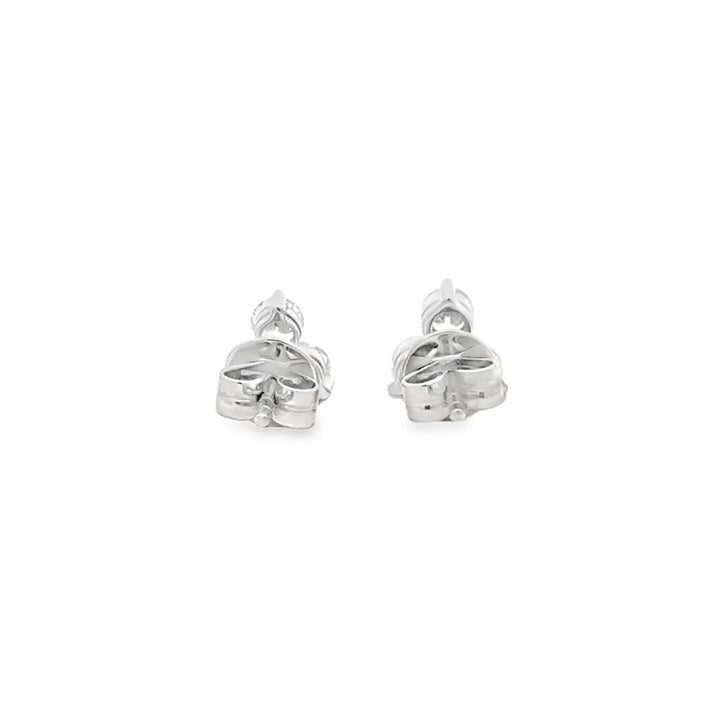 0.72 CTW Three-Stone Diamond Stud Earrings 18K White Gold