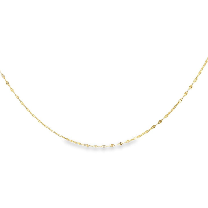 10K Yellow Gold 1mm Diamond-Cut Bead Chain – 20" Micro Thin Necklace
