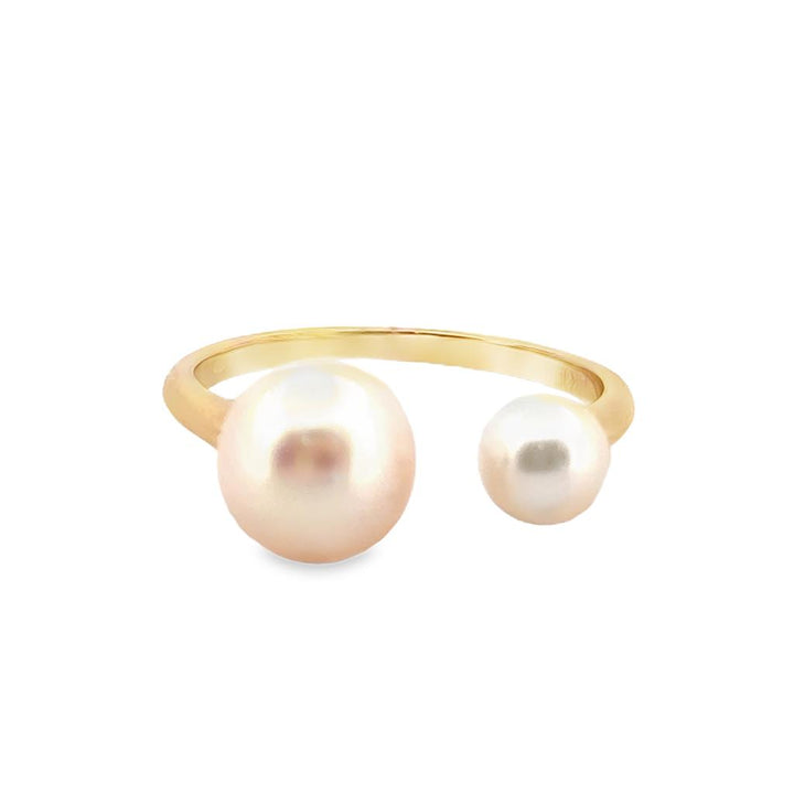 14K Yellow Gold Ring with 8mm and 5mm Pearls