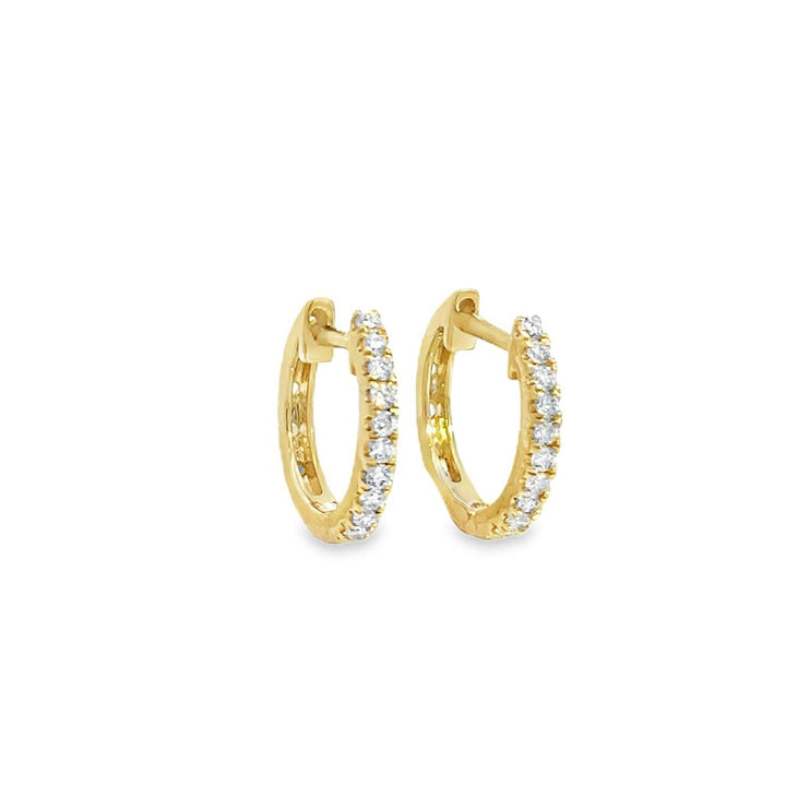 0.19 CTW Diamond Prong Set Huggie Earrings in 14K Yellow Gold