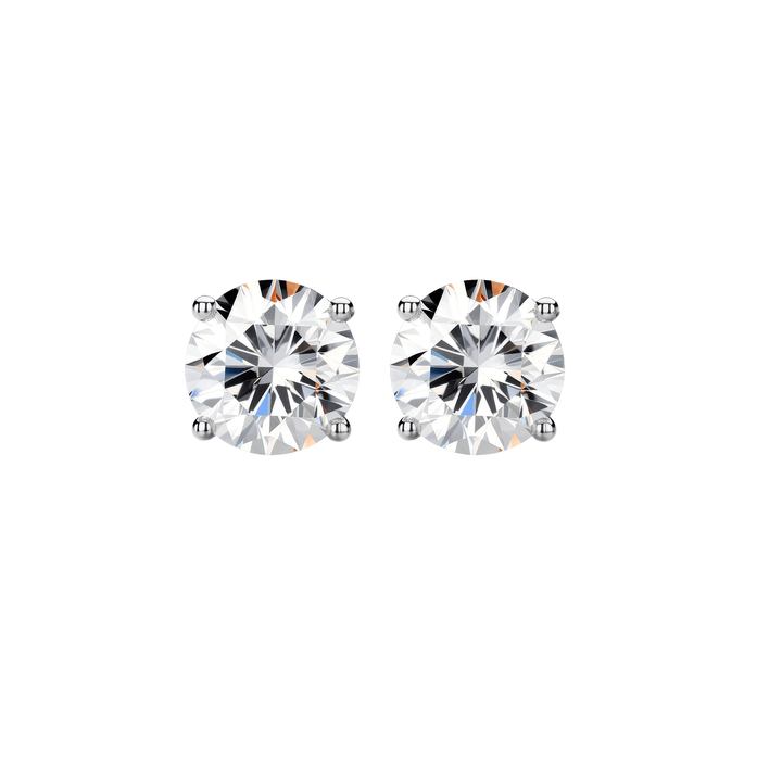 Legacy Four Prong Round Brilliant Diamond Stud Earrings - GIA Certified