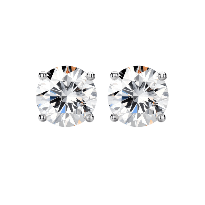 Legacy Four Prong Round Brilliant Diamond Stud Earrings - GIA Certified