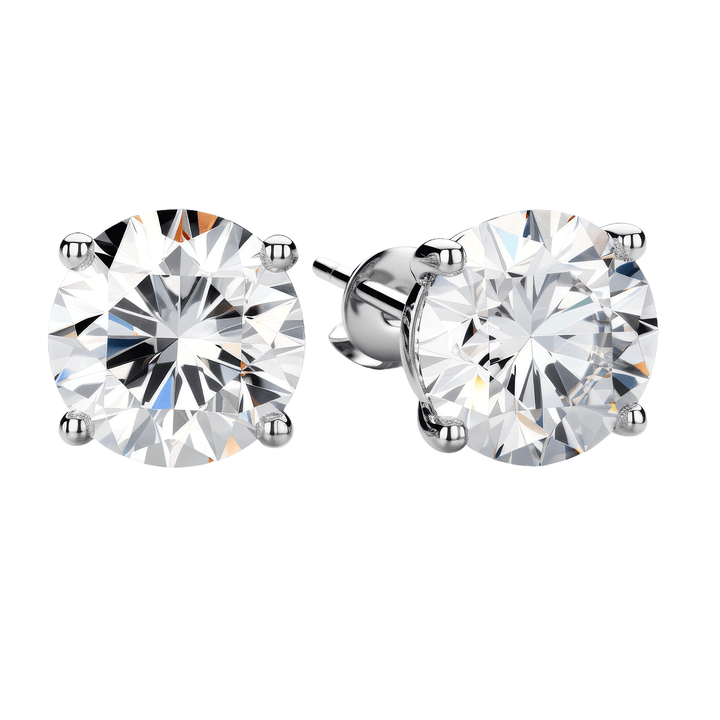 Legacy Four Prong Round Brilliant Diamond Stud Earrings - GIA Certified