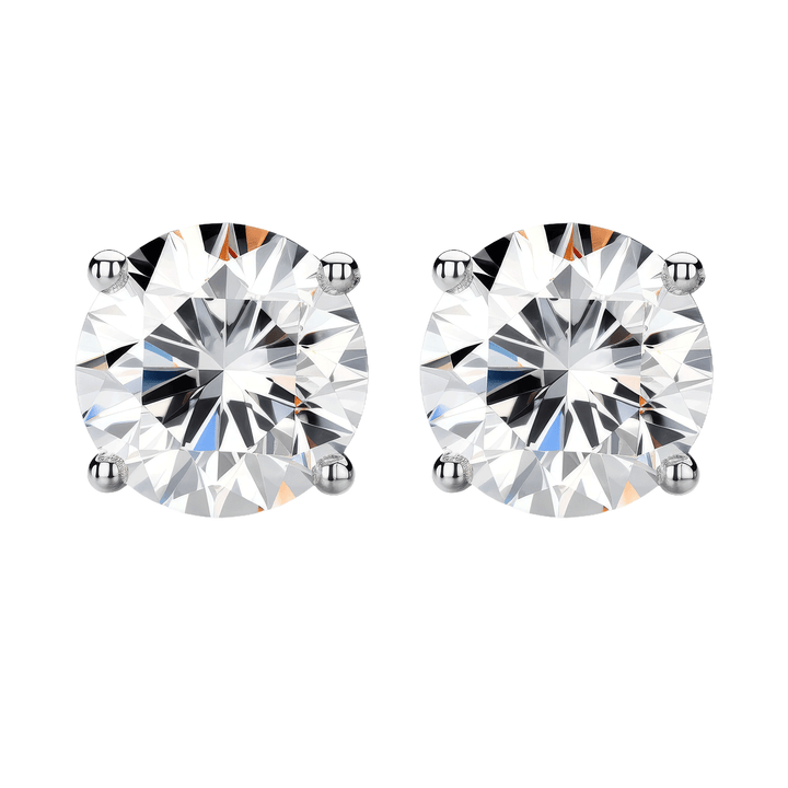 Legacy Four Prong Round Brilliant Diamond Stud Earrings - GIA Certified