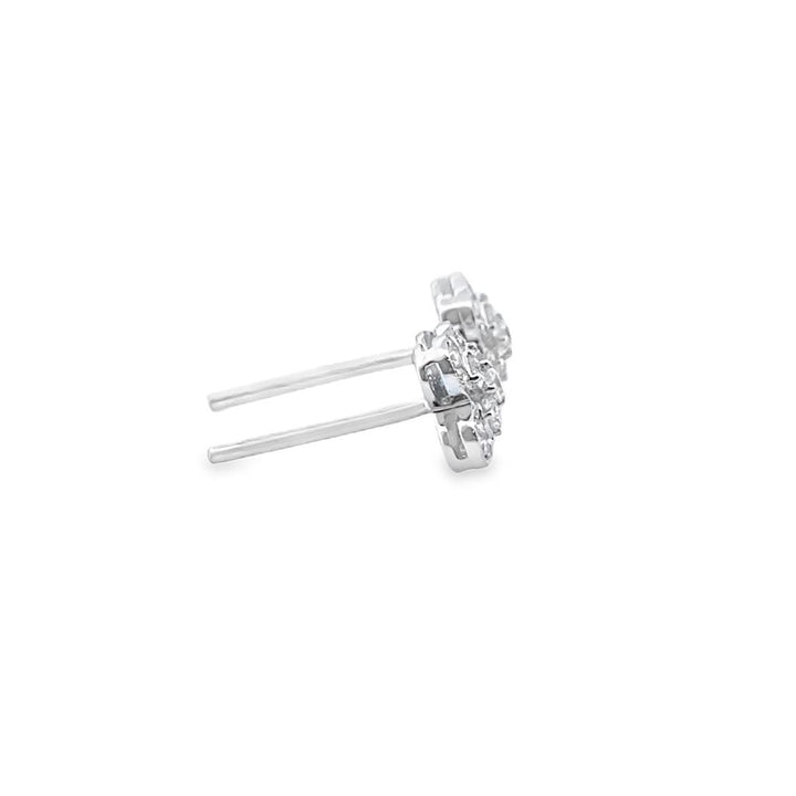 1.20 CTW Diamond 14K White Gold Floral Stud Earrings – 7.5mm