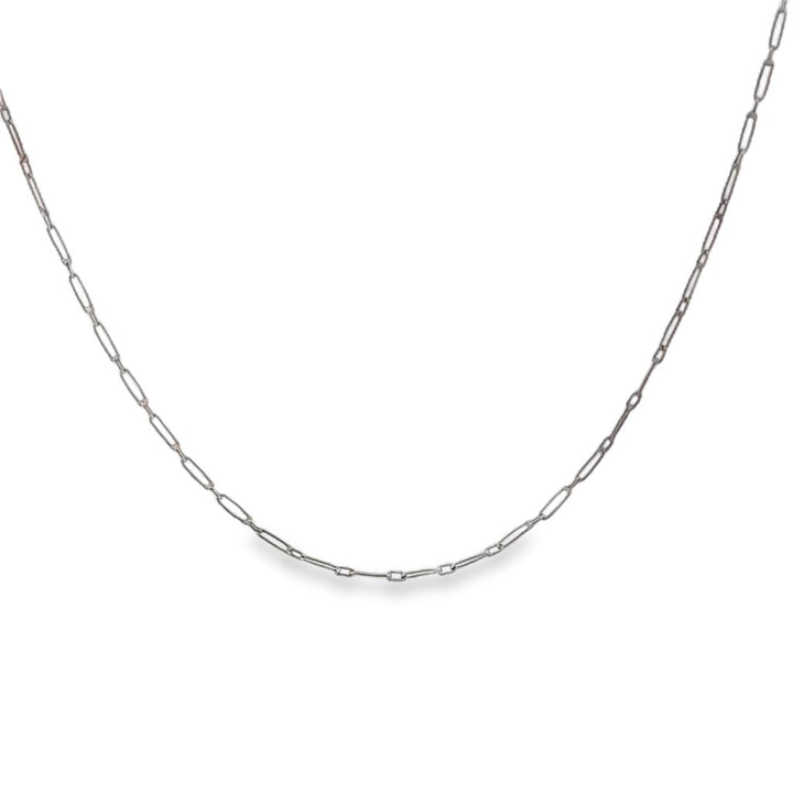 Handmade Platinum Elongated Link Chain Necklace – 1.3mm Wide