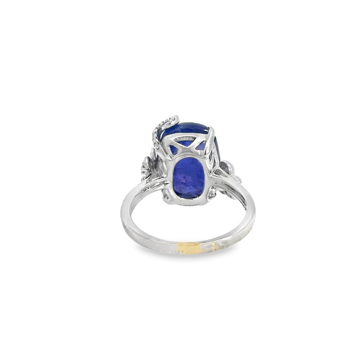 0.15 CTW Diamond & Tanzanite 18K White Gold Ring with Butterfly and Flower Design