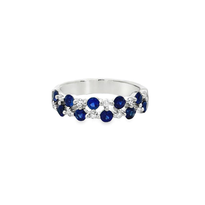 0.15 CTW Diamond & Sapphire Ring in 14K White Gold