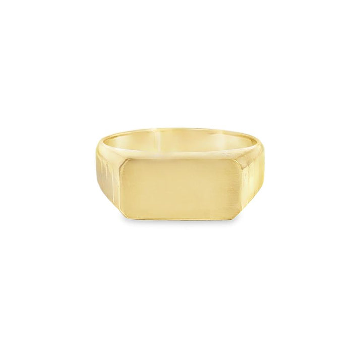 Men's 14K Yellow Gold Signet Ring – Engravable Top, Size 10