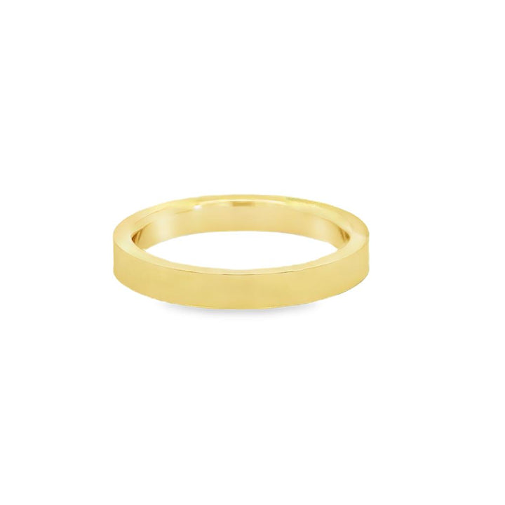 14K Yellow Gold 3mm Flat Comfort Fit Wedding Band