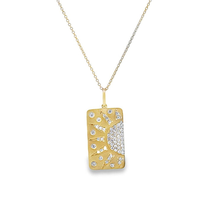 Doves 0.48 CTW Diamond 18K Yellow Gold Sunburst Pendant Necklace