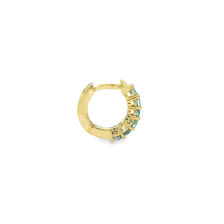 Blue Topaz 10K Yellow Gold 12mm Mini Hoop Earrings