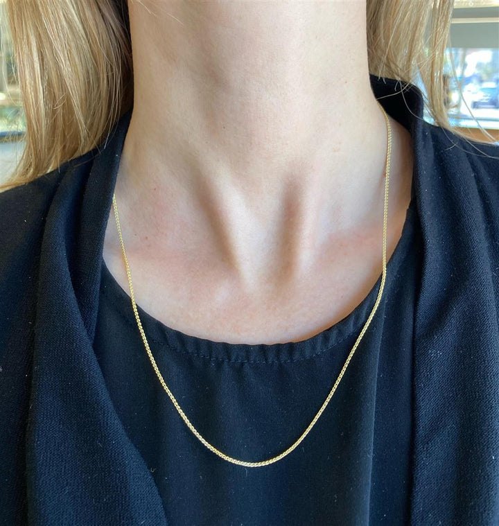 14K Yellow Gold 1.25mm Chain Wheat Necklace