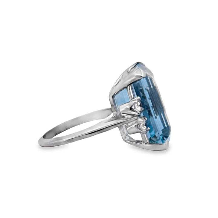13.85 CT Aquamarine & 0.44 CTW Diamond 14K White Gold Ring