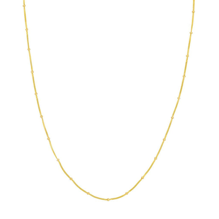 14K Yellow Gold 2.50mm Diamond Cut Curb Chain with Beads,