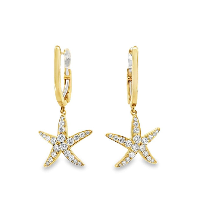Doves 0.52 CTW Diamond 18K Yellow Gold Starfish Drop Earrings