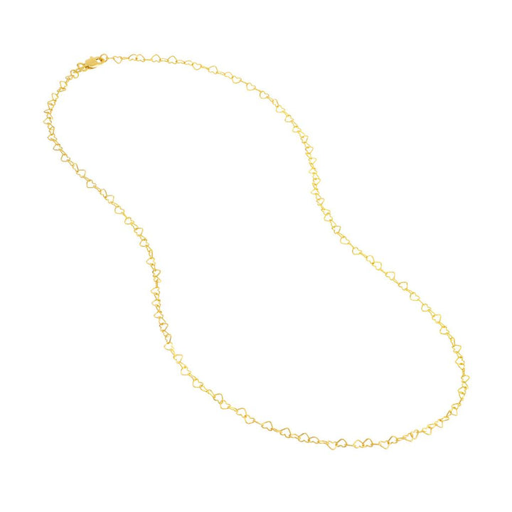 14K Yellow Gold 3.50mm Twist Heart Chain Necklace