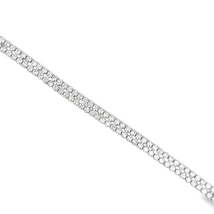 3.70 CTW Diamond Double Mini Tennis Bracelet – 18K White Gold, 7"