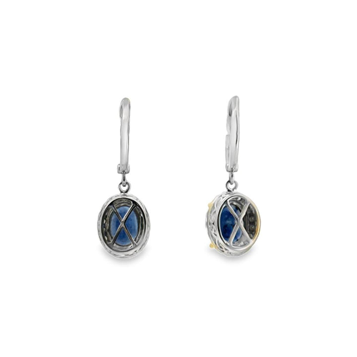 Oval Sapphire & 0.50 CTW Diamond Drop Earrings in 14K White Gold