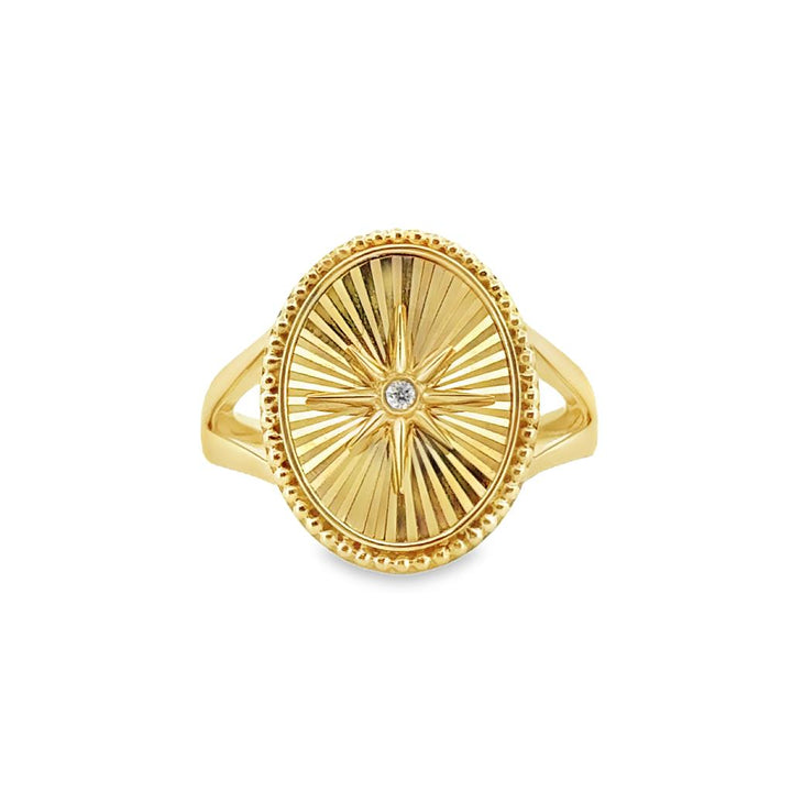 Doves 0.02 CT Diamond 18K Yellow Gold Oval Star Ring
