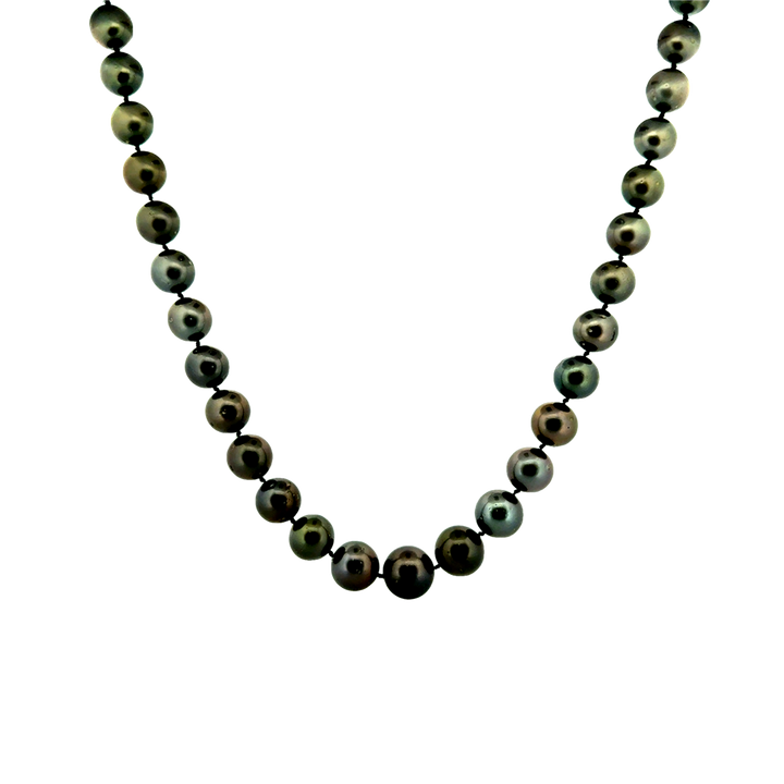 Black Tahitian Pearl Necklace with 14K White Gold Diamond Clasp