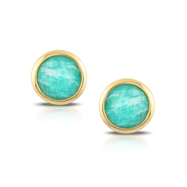 Doves 18K Yellow Gold 2.59 CTW Clear Quartz over Amazonite Earrings