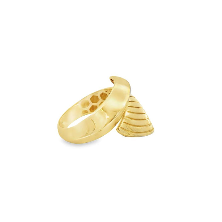 14K Yellow Gold Textured Twisted Modern Lightweight Ring