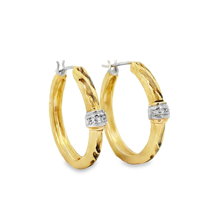 Salvador Praschnik 0.06 CTW Diamond 14K Yellow Gold Black Enamel Cheetah Hoop Earrings