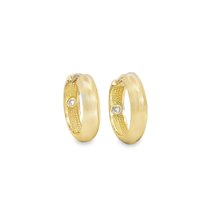 0.060 CTW Diamond Mini Hoop Earrings in 14K Yellow Gold – 13mm x 3mm