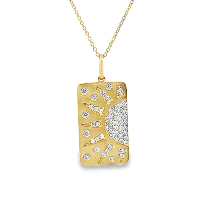 Doves 0.48 CTW Diamond 18K Yellow Gold Sunburst Pendant Necklace