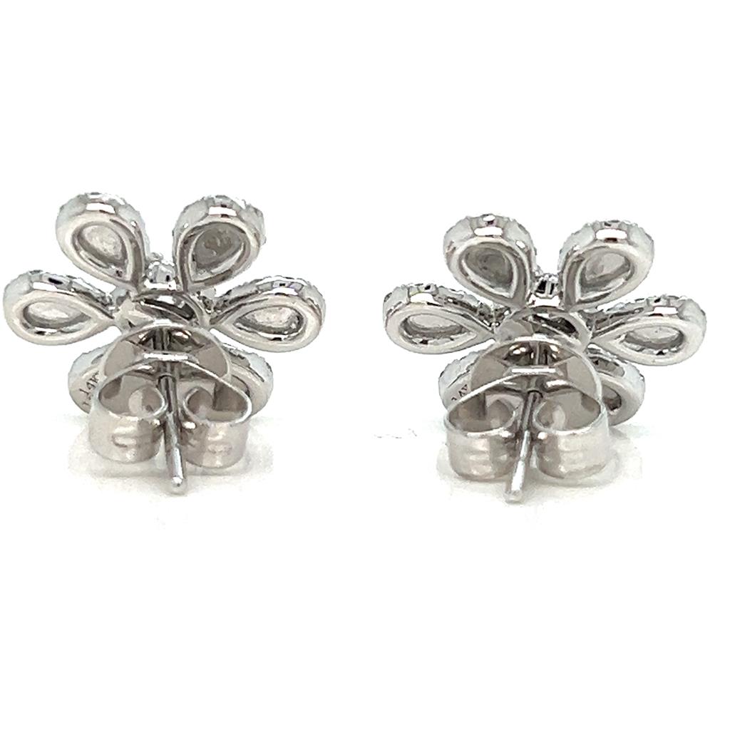 1.03 CTW Diamond 14K White Gold Flower Stud Earrings