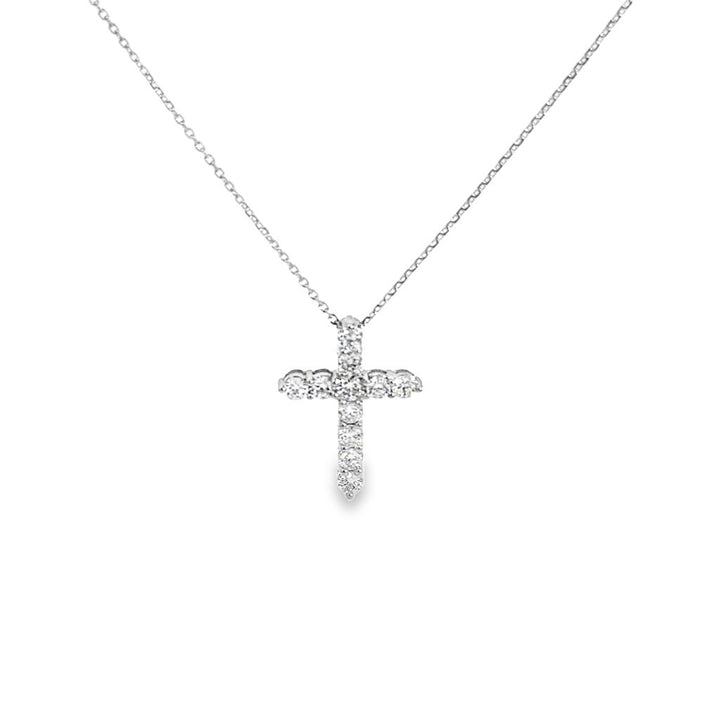 1.04 CTW Diamond Large Cross Pendant Necklace – 18K White Gold, 18"